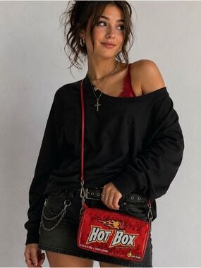 Current Mood Hot Box Red Glitter Crossbody Bag Novelty Purse